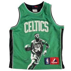 Vintage Boston Celtics Kids Pierce 34 NBA Majestic Jersey‎ Youth Boys 5/6 Green